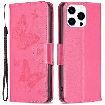 Trolsk Imprint Butterflies Wallet (iPhone 16 Pro) - Roséguld