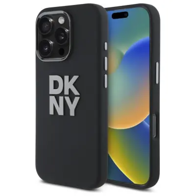DKNY iPhone 16 Pro Mobilskal Liquid Silikon Metall Logo - Svart