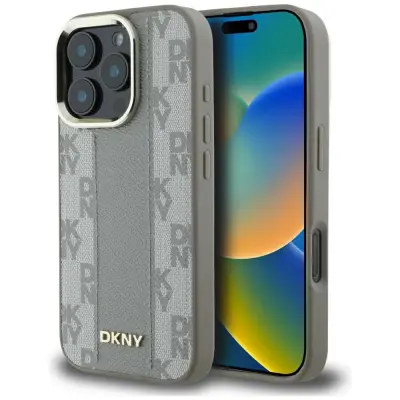 DKNY iPhone 16 Pro Mobilskal MagSafe Checkered Pattern - Beige