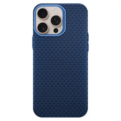 GKK iPhone 16 Pro Fodral Woven Texture - Metall + PC - Blå