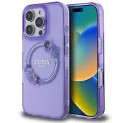 Guess iPhone 16 Mobilskal MagSafe IML Flowers Wreath - Lila