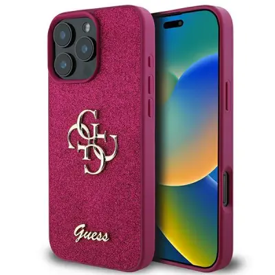 Guess Mobilskal till iPhone 16 Pro MagSafe Glitter Script 4G - Lila