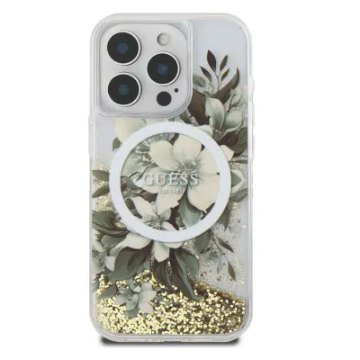 Guess iPhone 16 Pro Mobilskal MagSafe Liquid Glitter Flower