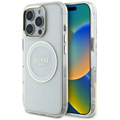 Guess iPhone 16 Pro Mobilskal MagSafe Metal Circle Logo - Vit