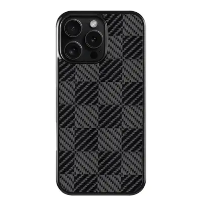 iPhone 16 Pro Mobilskal Aramid Fiber Square Texture - Svart