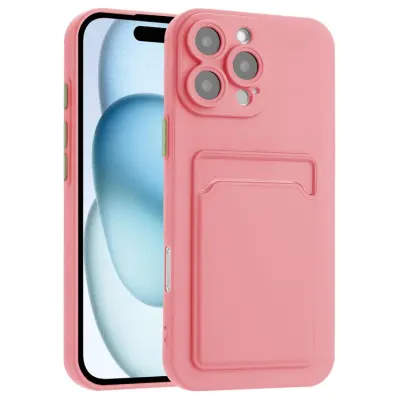 iPhone 16 Pro Mobilskal Korthållare TPU - Rosa