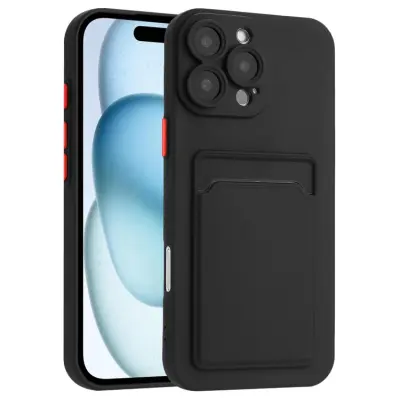 iPhone 16 Pro Mobilskal Korthållare TPU - Svart