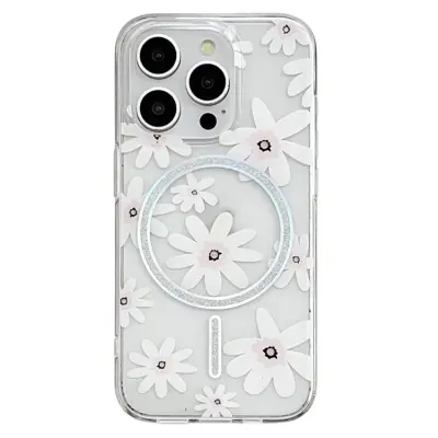iPhone 16 Pro Mobilskal MagSafe Laser Floral (Vit Flowers)