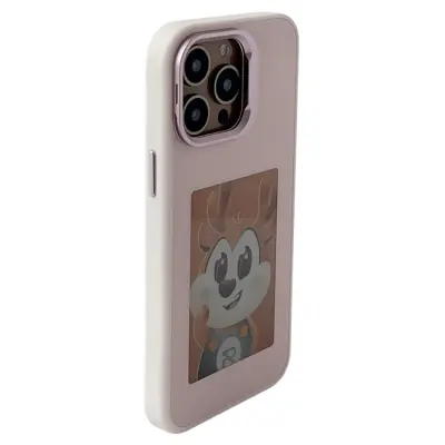 iPhone 16 Pro Mobilskal MagSafe Lens Kickstand E-Ink Customized NFC - Rosa (Rosa)