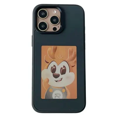 iPhone 16 Pro Mobilskal MagSafe Lens Kickstand E-Ink Customized NFC (Svart)