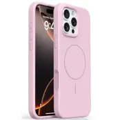 iPhone 16 Pro Mobilskal MagSafe Liquid Silikon Microfiber - Rosa