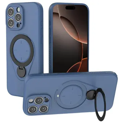 iPhone 16 Pro Mobilskal MagSafe Rotating Kickstand TPU PC - Blå (Blå)