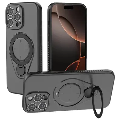 iPhone 16 Pro Mobilskal MagSafe Rotating Kickstand TPU PC (Svart)