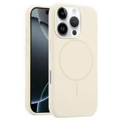 iPhone 16 Pro Mobilskal MagSafe Silikon Anti Drop - Beige