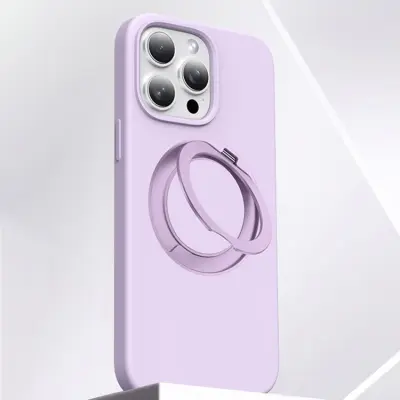 iPhone 16 Pro Mobilskal MagSafe Silikon Roterande Kickstand - Lila (Ljuslila)