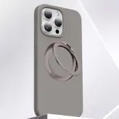Mobilskal till iPhone 16 Pro MagSafe Silikon Roterande Kickstand - Grå (Grå)