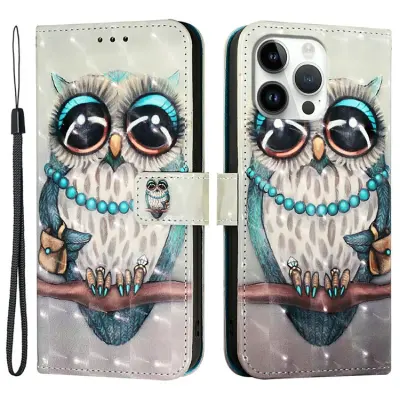 iPhone 16 Pro Plånboksfodral Printing Pattern Med Rem