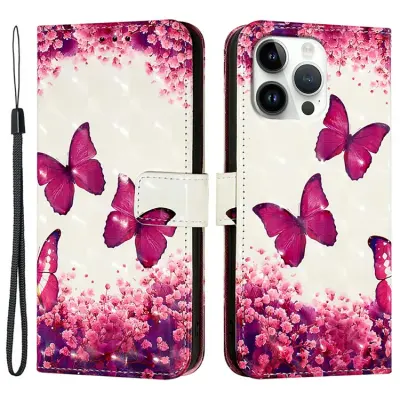 iPhone 16 Pro Plånboksfodral Printing Pattern Med Rem