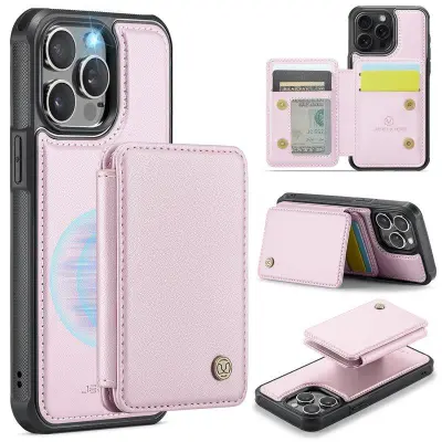 JEEHOOD J05 iPhone 16 Pro Mobilskal Läder MobilRosa