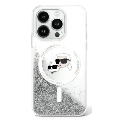 Karl Lagerfeld iPhone 16 Pro Mobilskal MagSafe Glitter Karl&Choupette Head