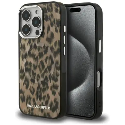 Karl Lagerfeld iPhone 16 Pro Mobilskal MagSafe IML Leopard - Brun