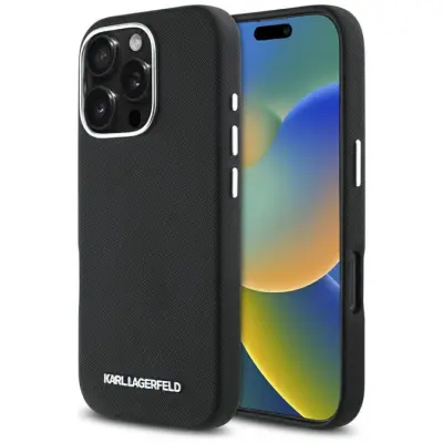 Karl Lagerfeld iPhone 16 Pro Mobilskal MagSafe Saffiano Full Wrapped - Svart