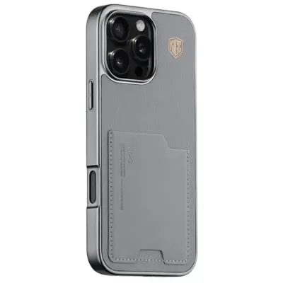 KIGC iPhone 16 Pro Mobilskal Korthållare Electroplating - Grå