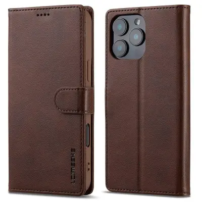 LC.IMEEKE iPhone 16 Pro Plånboksfodral Konstläder - Brun