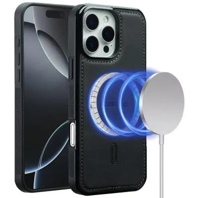 LC.IMEEKE L6 iPhone 16 Pro Fodral KonstLäder - Svart