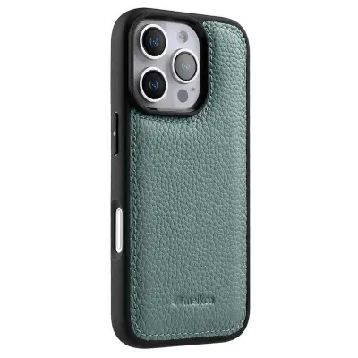 MELKCO iPhone 16 Pro Mobilskal Äkta Läder Belagt PC - Blå