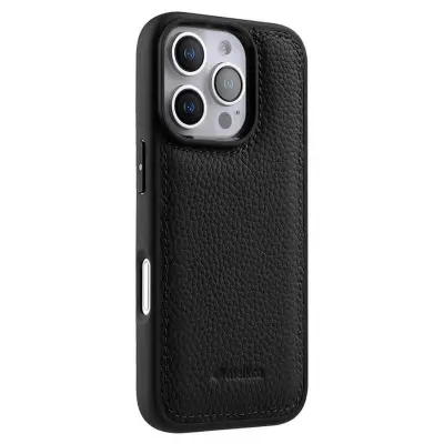 MELKCO iPhone 16 Pro Mobilskal Äkta Läder Belagt PC - Svart