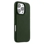 MELKCO iPhone 16 Pro Magnetiskt Fodral Äkta Läder PC Grön
