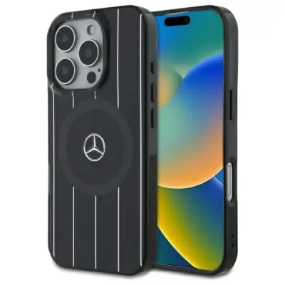 Mercedes iPhone 16 Pro Mobilskal MagSafe MB Crossed Lines - Svart