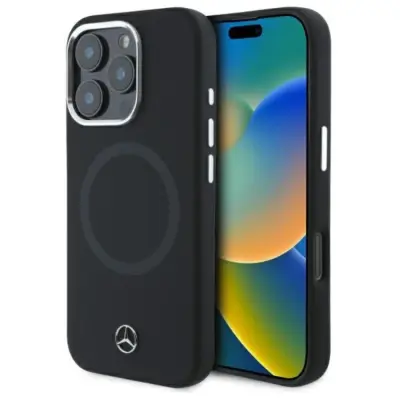 Mercedes iPhone 16 Pro Mobilskal MagSafe Silikon Tonal Logo - Svart