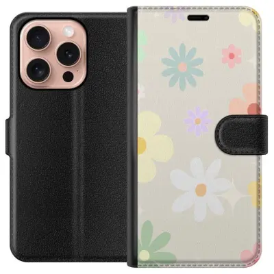 Plånboksfodral till Apple iPhone 16 Pro med fejdande blommor