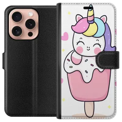 Plånboksfodral till Apple iPhone 16 Pro med Glad enhörning