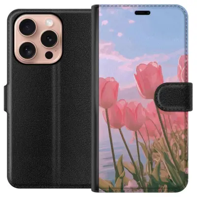 Plånboksfodral till Apple iPhone 16 Pro med Rosa Tulpaner