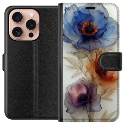 Plånboksfodral till Apple iPhone 16 Pro med Silkesblommor
