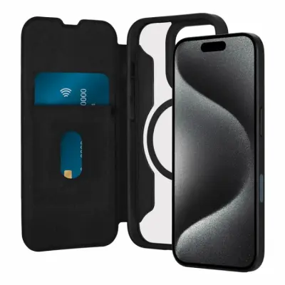 Puro iPhone 16 Pro Plånboksfodral Magsafe Läder med Flap