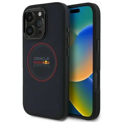 Red Bull iPhone 16 Pro Mobilskal MagSafe Läder Red Ring - Navy