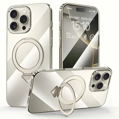 SULADA iPhone 16 Pro Mobilskal MagSafe Kickstand Klar PC Grå