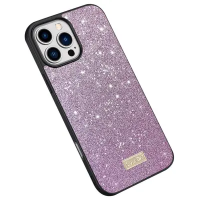 SULADA iPhone 16 Pro Mobilskal PU Läder + PC + TPU Glittrande Lila