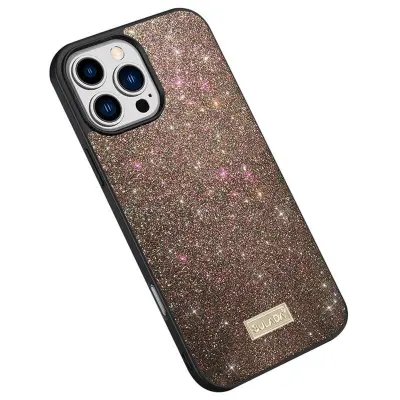SULADA iPhone 16 Pro Skal PU Läder+PC+TPU Glittrande Multi-färg