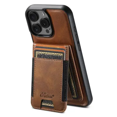 SUTENI iPhone 16 Pro Mobilskal MagSafe Korthållare H17 - Brun