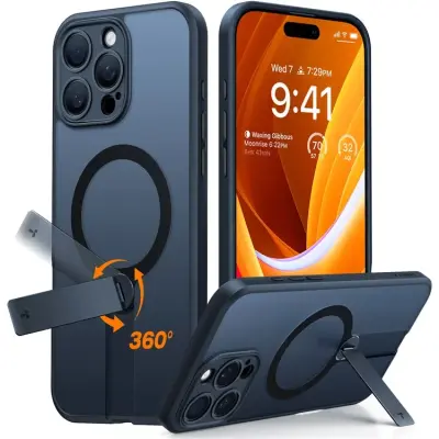 Torras iPhone 16 Pro Mobilskal Magsafe Rotating Kickstand - Svart