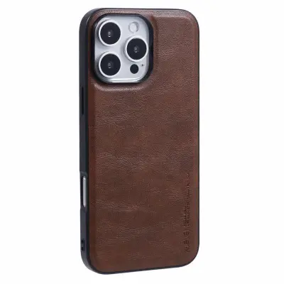 X-LEVEL Bojue-3 iPhone 16 Pro Mobilskal Läderbelagt Brun