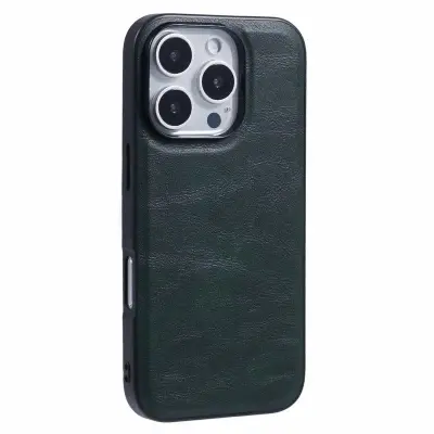 X-LEVEL Bojue-3 iPhone 16 Pro Mobilskal MagSafe Läder Grön