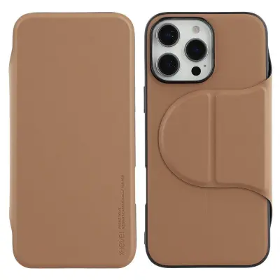 X-LEVEL iPhone 16 Pro Fodral Konstläder Flip Ställ Guld