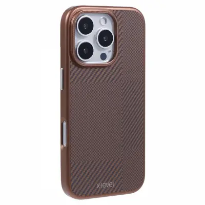 X-LEVEL iPhone 16 Pro Mobilskal Magnetiskt Hård PC Guld