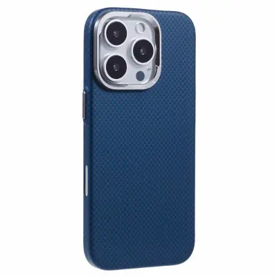 X-LEVEL iPhone 16 Pro Mobilskal MagSafe Kolfiber + Metallram Blå